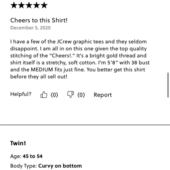 GUC size L J. Crew Factory White Tee with Gold 'Cheers!' Print. Soft, fun tee! - Picture 11 of 12